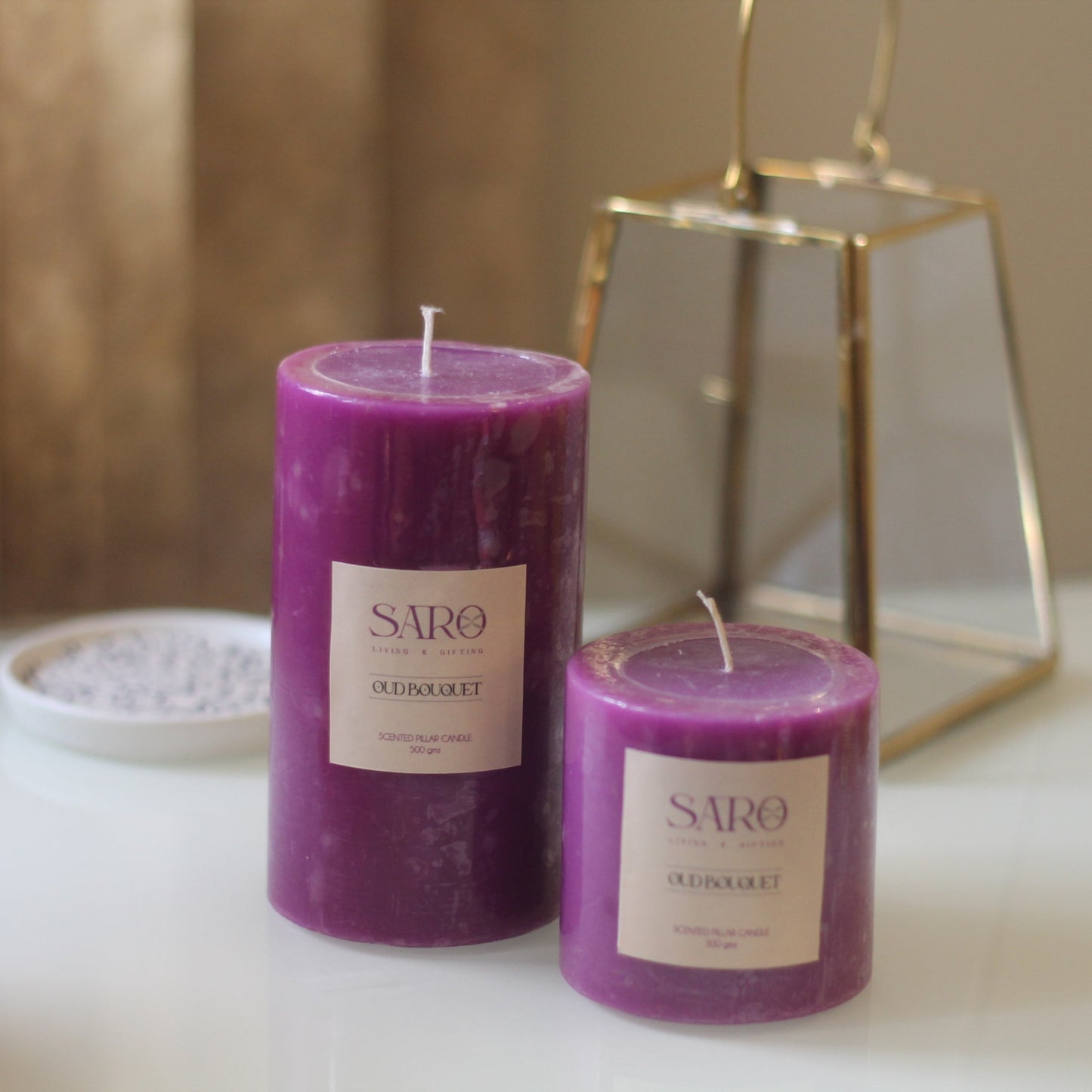 Candela a colonna Oud Bouquet - Viola