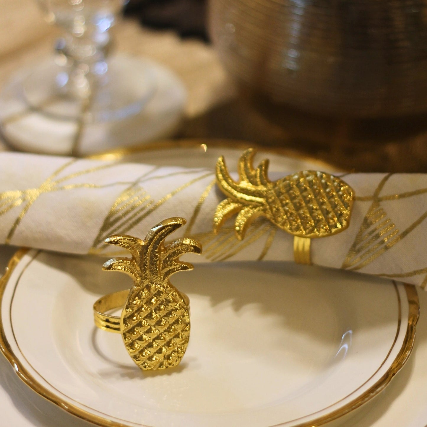 Anelli portatovaglioli ananas (set da 4)