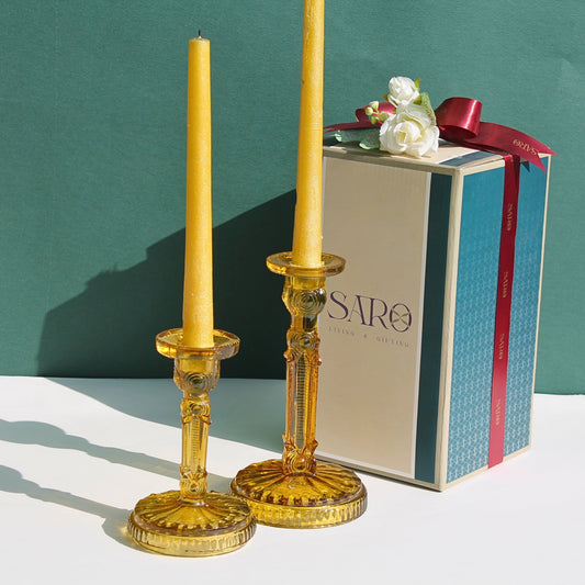 Cassia Portacandele conico con candele (set da 2)